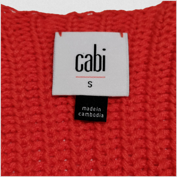 Cabi Ruby Oversized Knit Deep V Short Sleeve Pullover Womens Small #5837‎ Red - Picture 10 of 16
